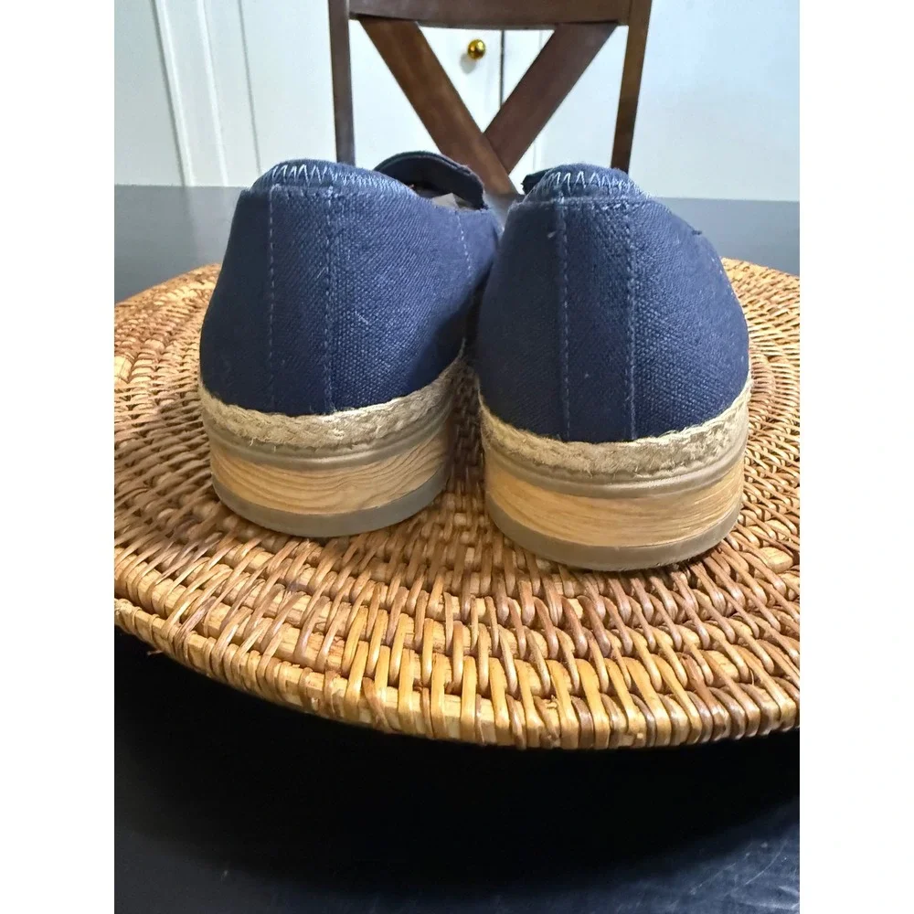 Dr. Scholls Sustainable Comfort Navy Canvas Espadrille Loafers Wedge Slip On